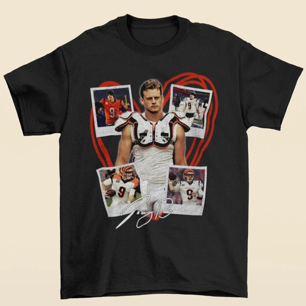 NEW Cute Joe Burrow Vintage Style Heart Football T-Shirt